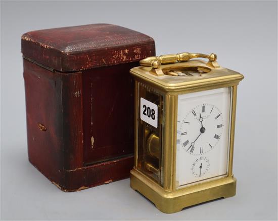 A G. Hammond brass repeating carriage clock and case